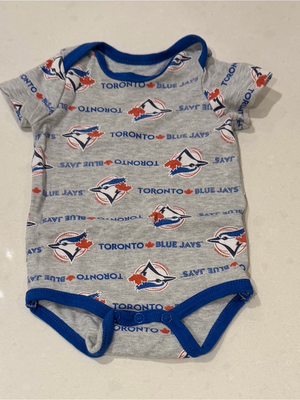Toronto Blue Jays 3m Grey & Blue Baby One-Piece Bodysuit